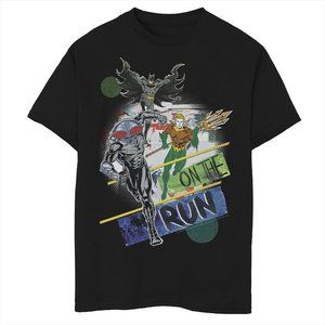 DC Comics Justice League Black Manta Chase Tee T-Shirt Boys M NEW On The Run
